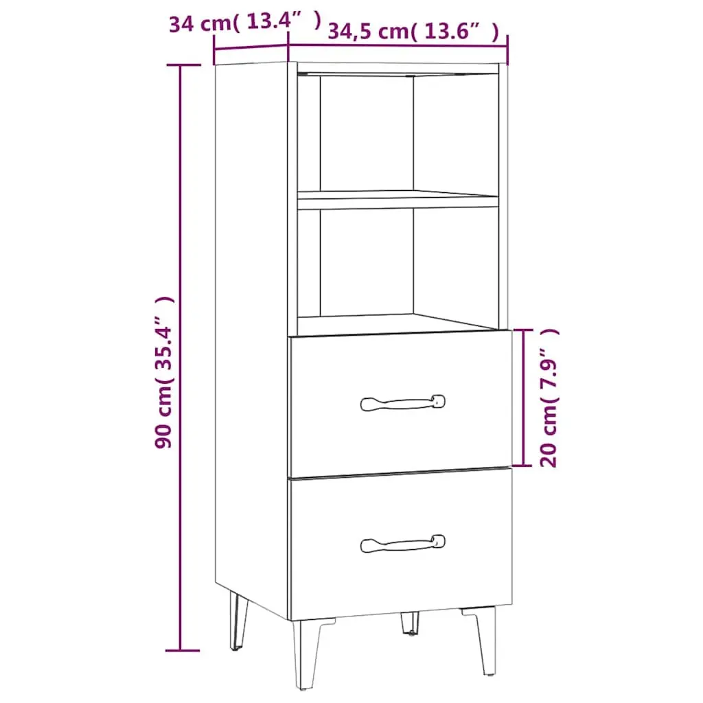 White High Gloss Sideboard Cabinet with Drawers