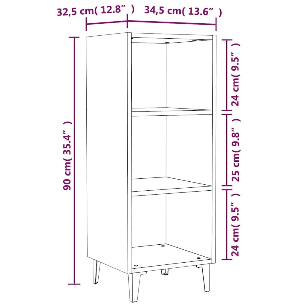 High Gloss White Sideboard Cabinet with 3 Compartments