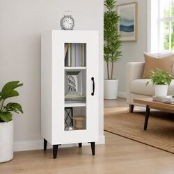 Stylish White Sideboard with Metal Legs 34.5x34x90 cm