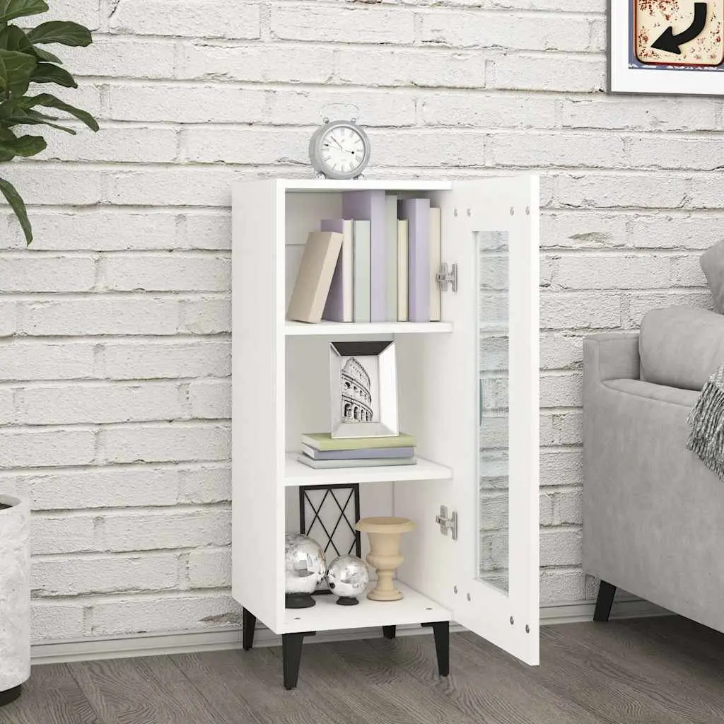White Sideboard with Metal Legs 34.5x34x90 cm