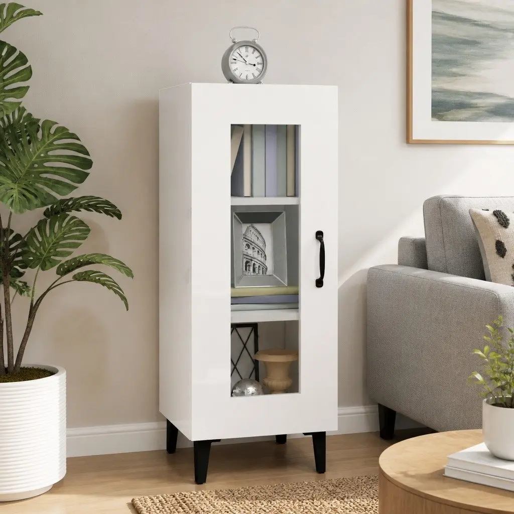 Sideboard Cabinet Engineered Wood 90cm White High Gloss