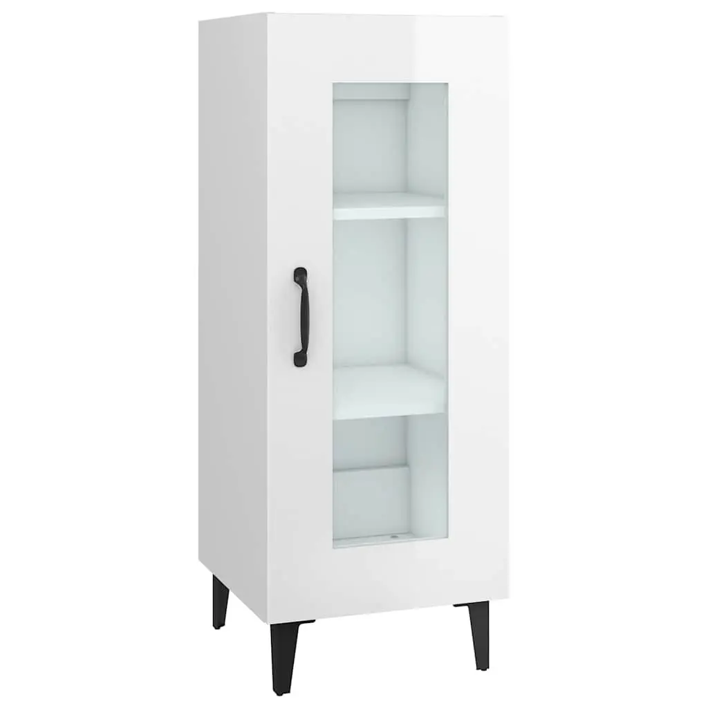 Sideboard Cabinet Engineered Wood 90cm White High Gloss