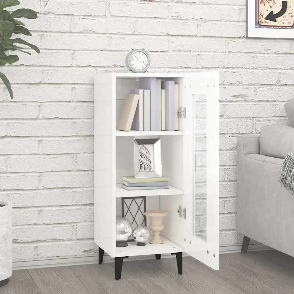 Sideboard Cabinet Engineered Wood 90cm White High Gloss