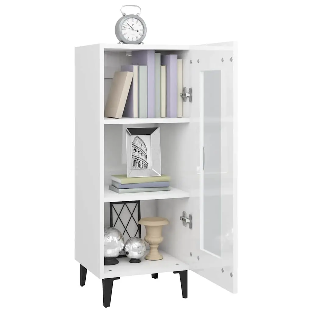 Sideboard Cabinet Engineered Wood 90cm White High Gloss