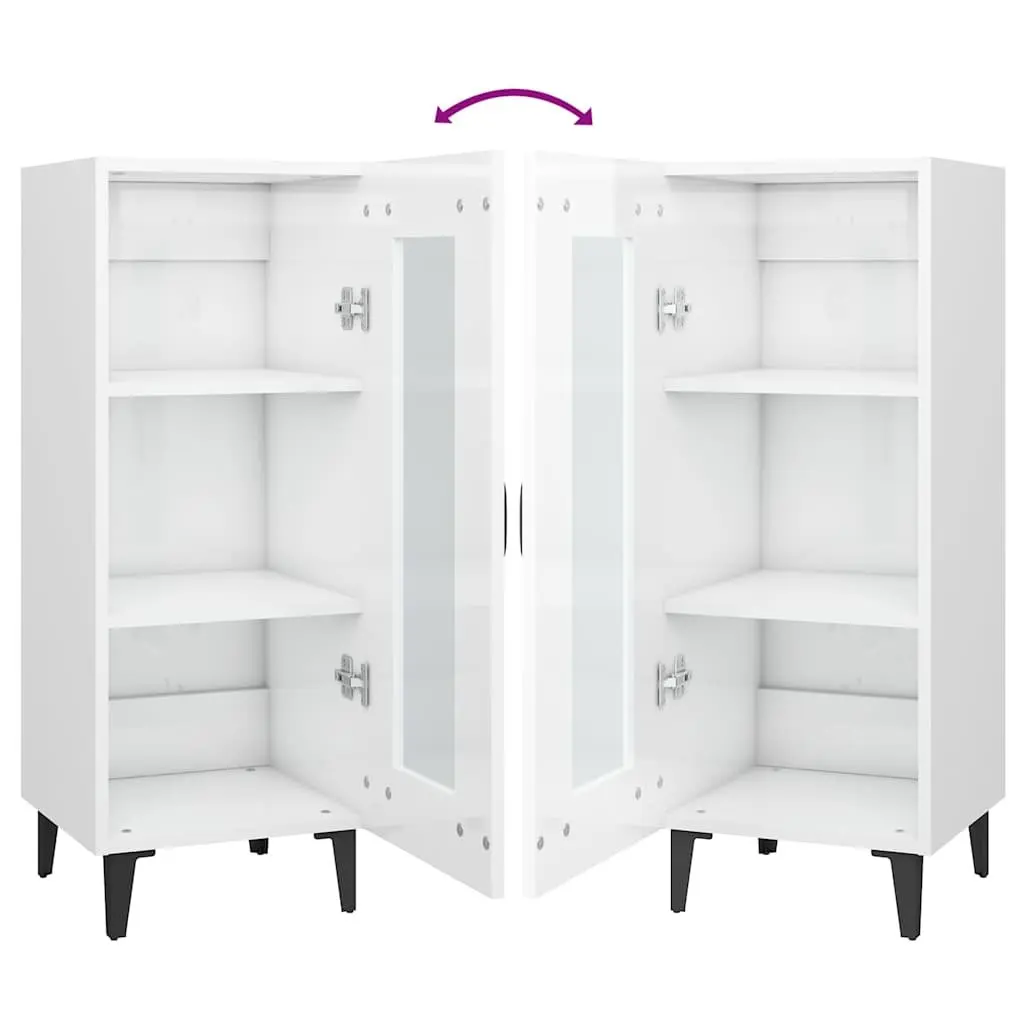 Sideboard Cabinet Engineered Wood 90cm White High Gloss