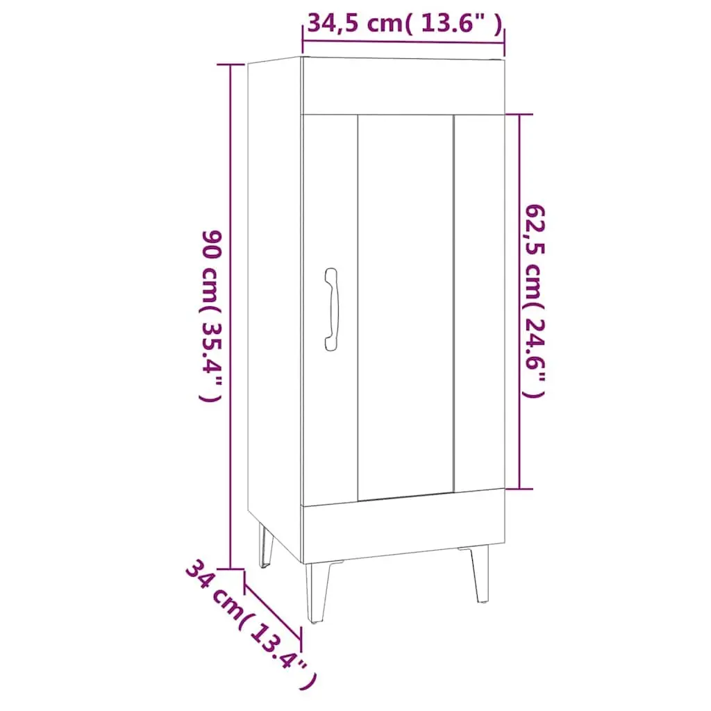 Sideboard Cabinet Engineered Wood 90cm White High Gloss