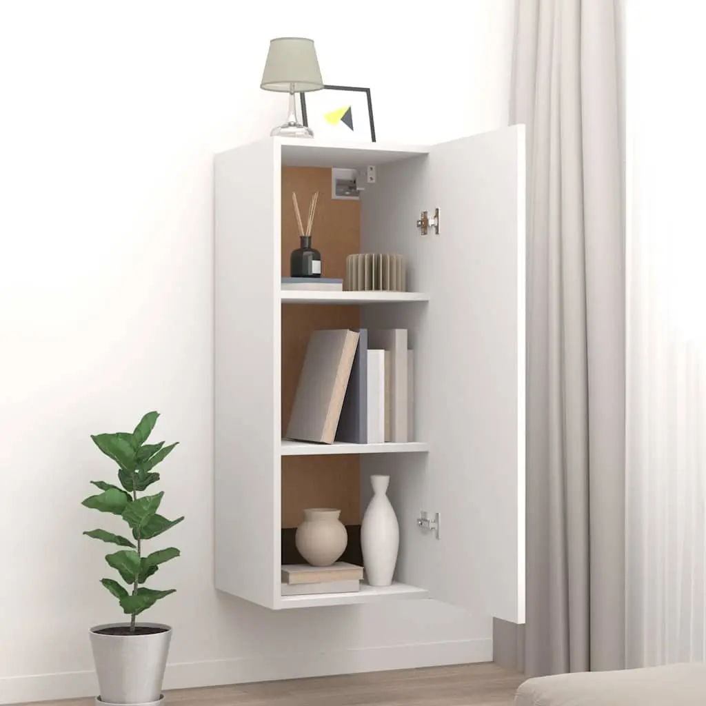 Hanging Wall Cabinet White 34.5x34x90 cm Storage Organiser Shelving Unit