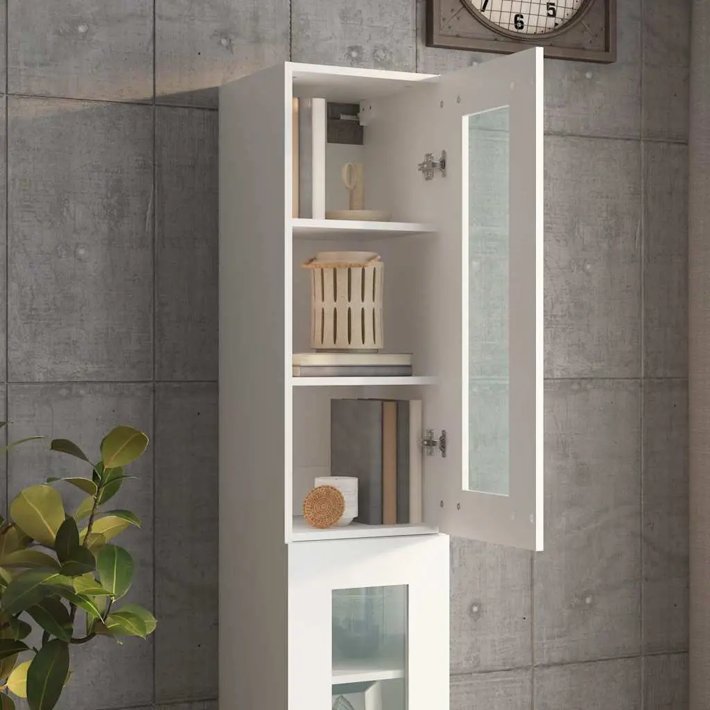 White Wall-Mounted Storage Cabinet with 3 Compartments