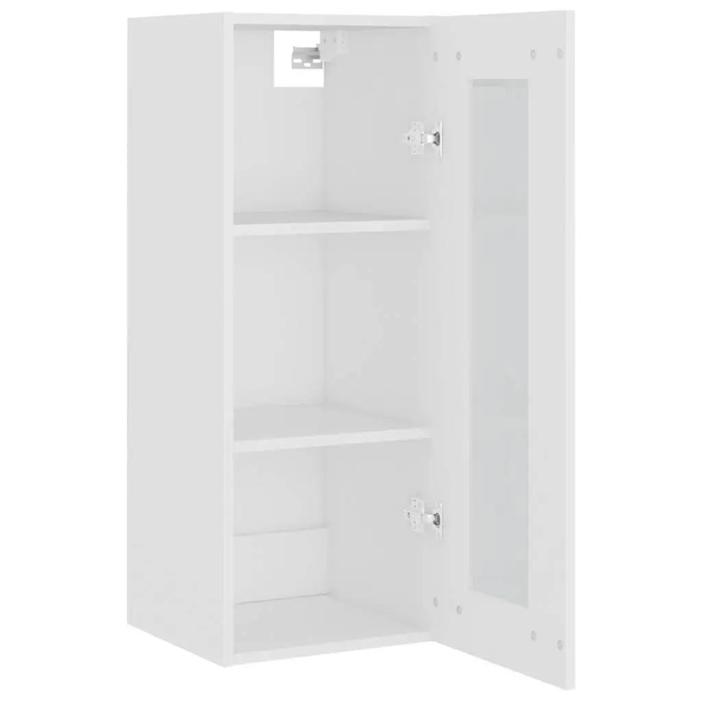 White Wall-Mounted Storage Cabinet with 3 Compartments