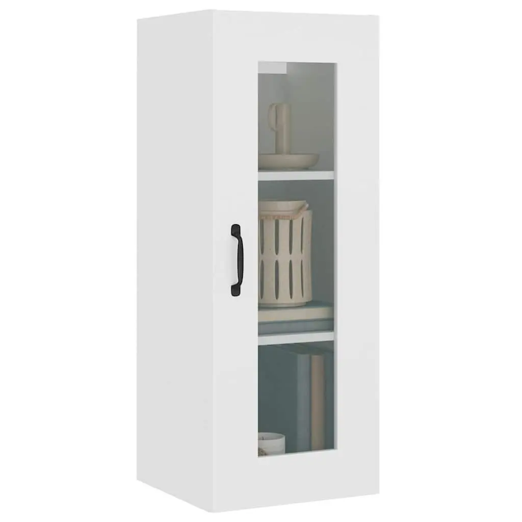 White Wall-Mounted Storage Cabinet with 3 Compartments