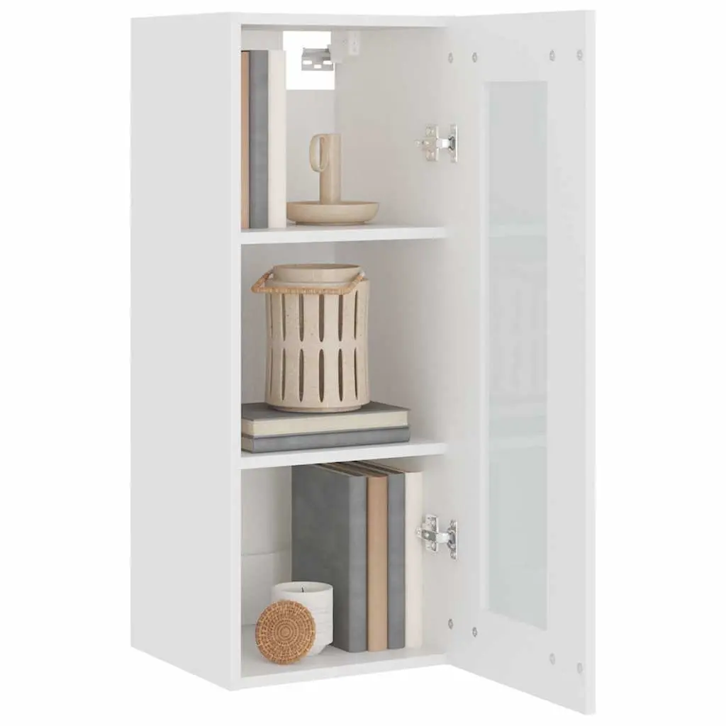 White Wall-Mounted Storage Cabinet with 3 Compartments