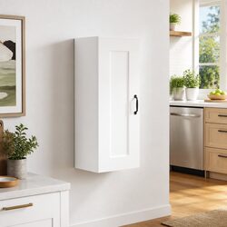 Hanging Storage Cabinet White Wall-Mounted Engineered Wood Organizer 35x34x90cm