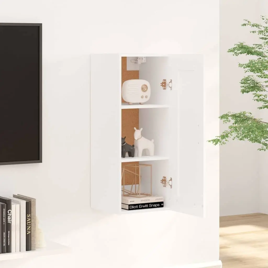 White Wall-Mounted Hanging Storage Cabinet 35x34x90cm