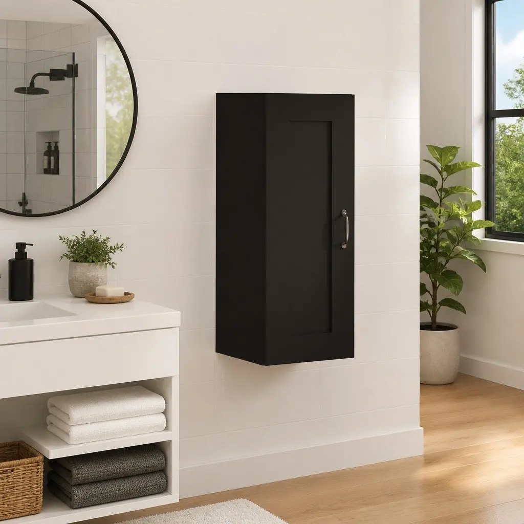 Black Wall-Mounted Hanging Storage Cabinet 35x34x90cm