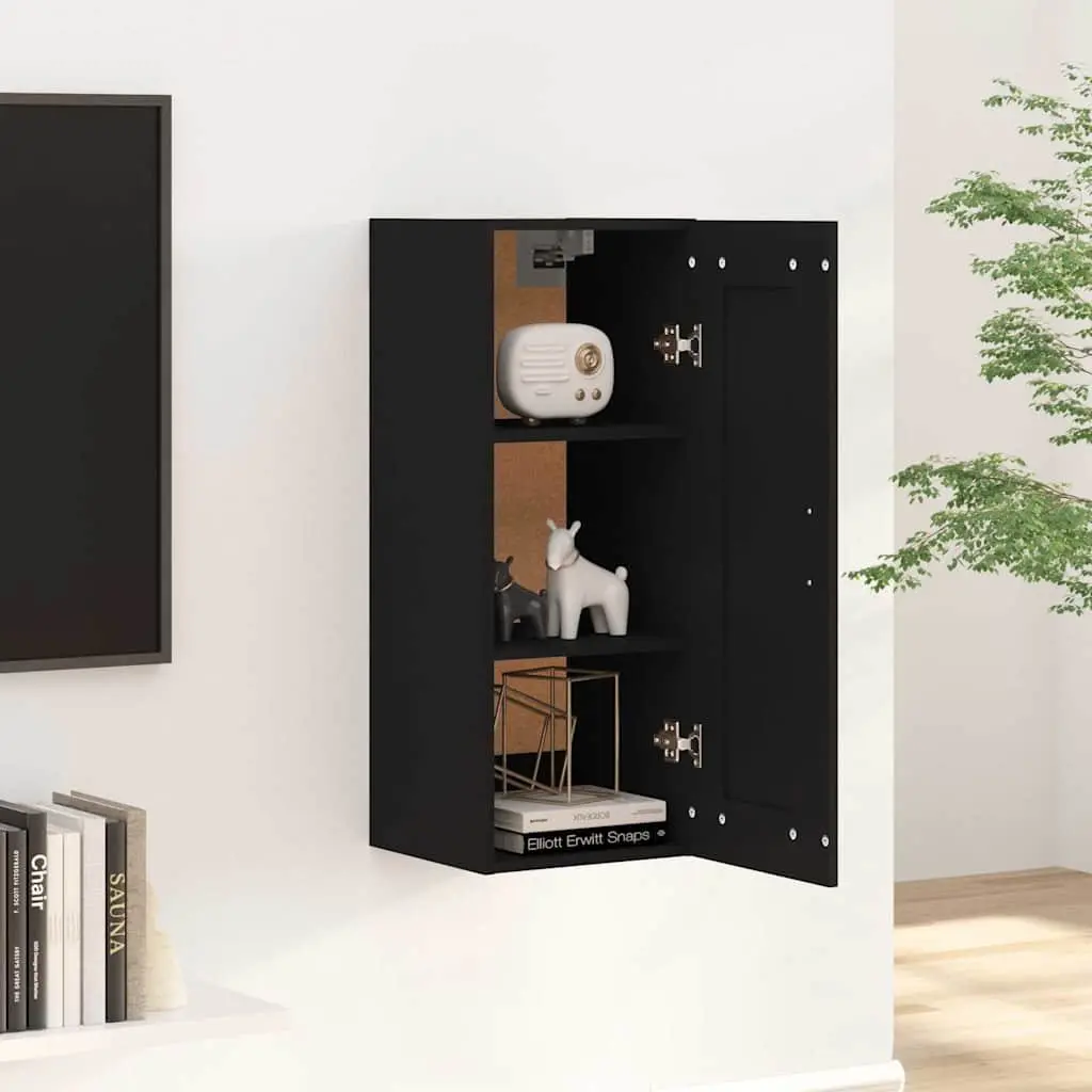 Black Wall-Mounted Hanging Storage Cabinet 35x34x90cm