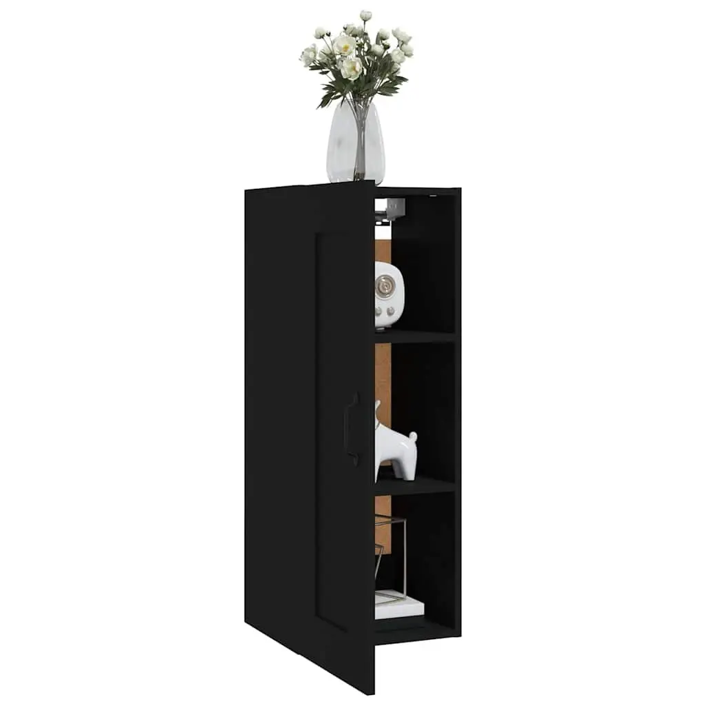 Black Wall-Mounted Hanging Storage Cabinet 35x34x90cm
