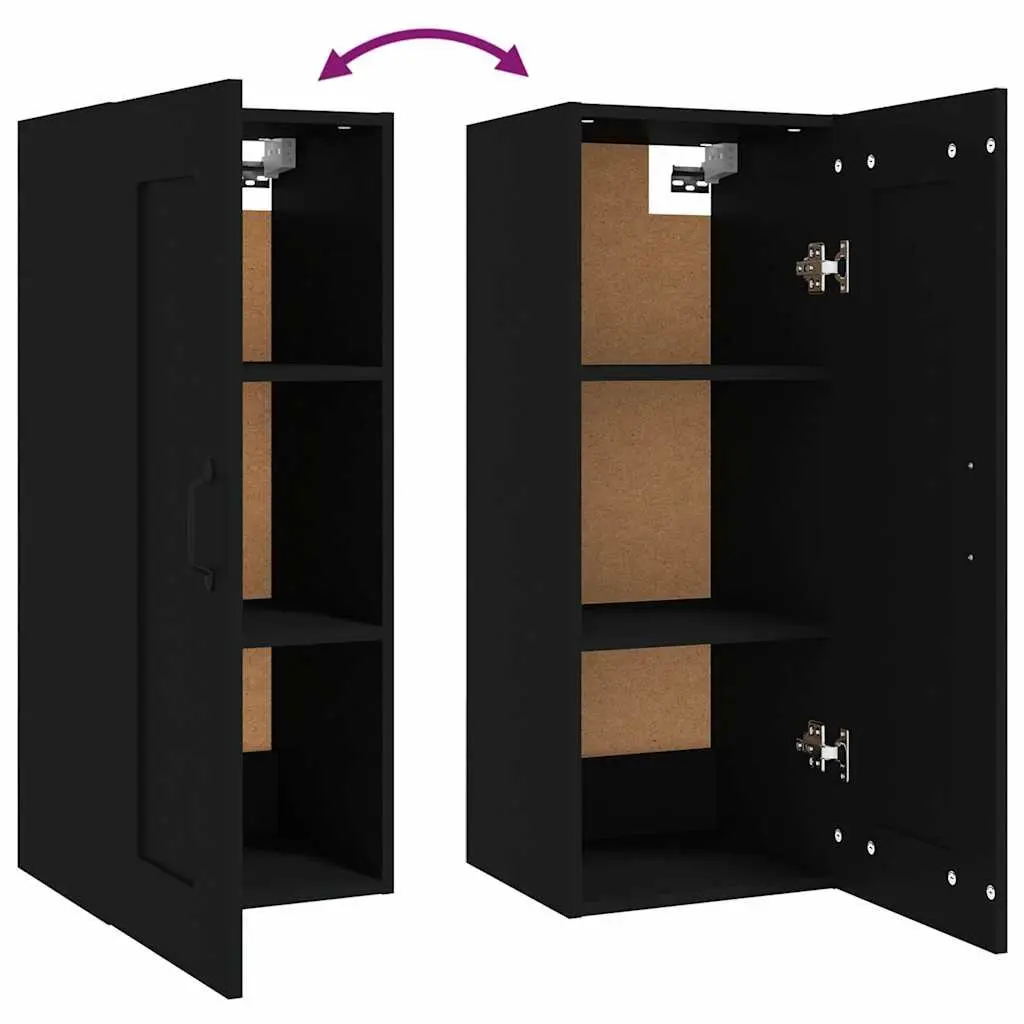 Black Wall-Mounted Hanging Storage Cabinet 35x34x90cm