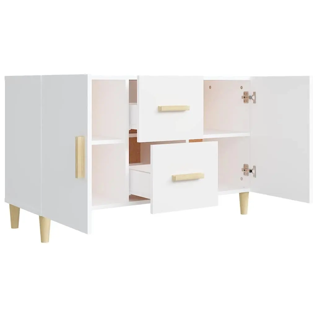 Sideboard Engineered Wood 100x36x60cm White 2 Doors 2 Drawers Storage Cabinet
