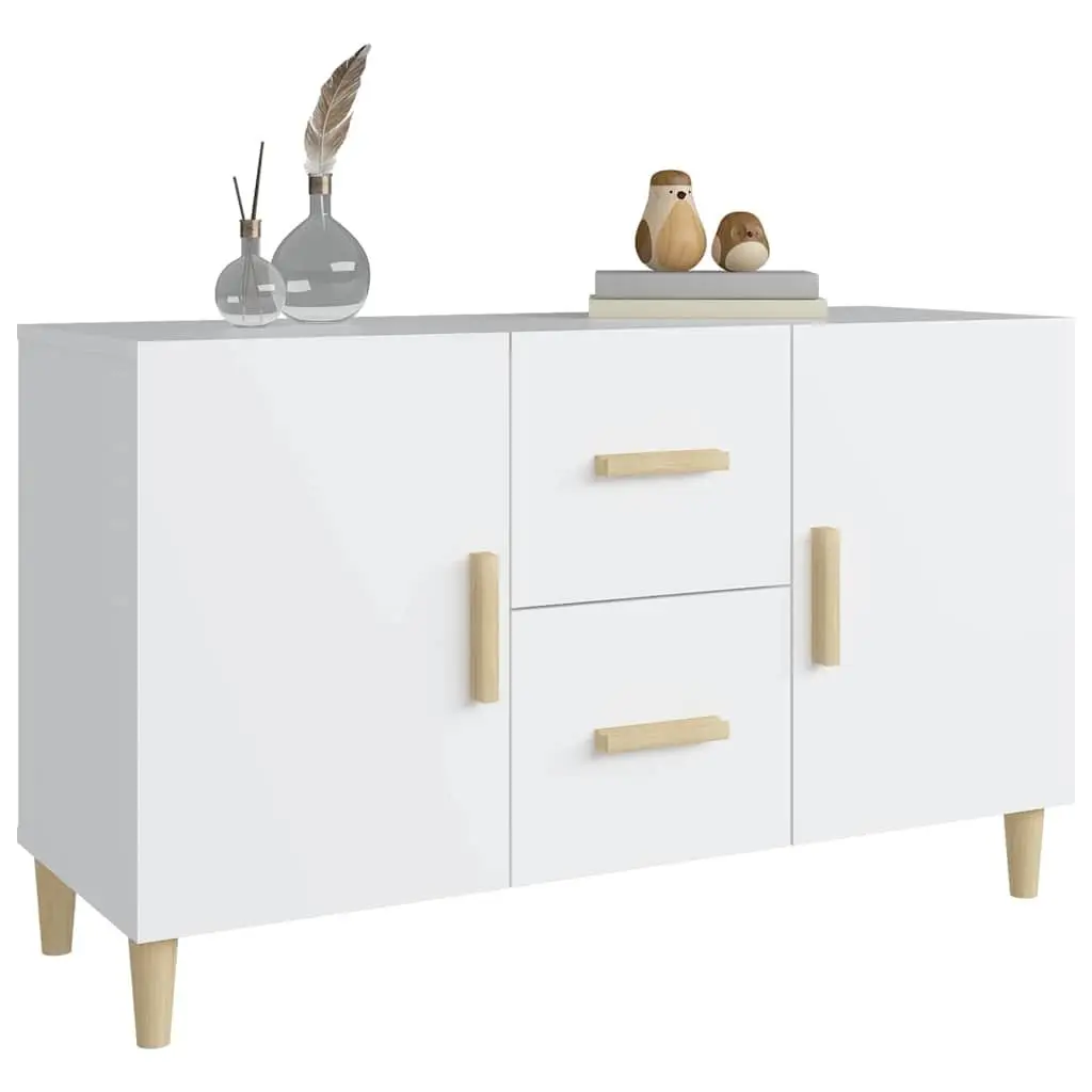 Sideboard Engineered Wood 100x36x60cm White 2 Doors 2 Drawers Storage Cabinet