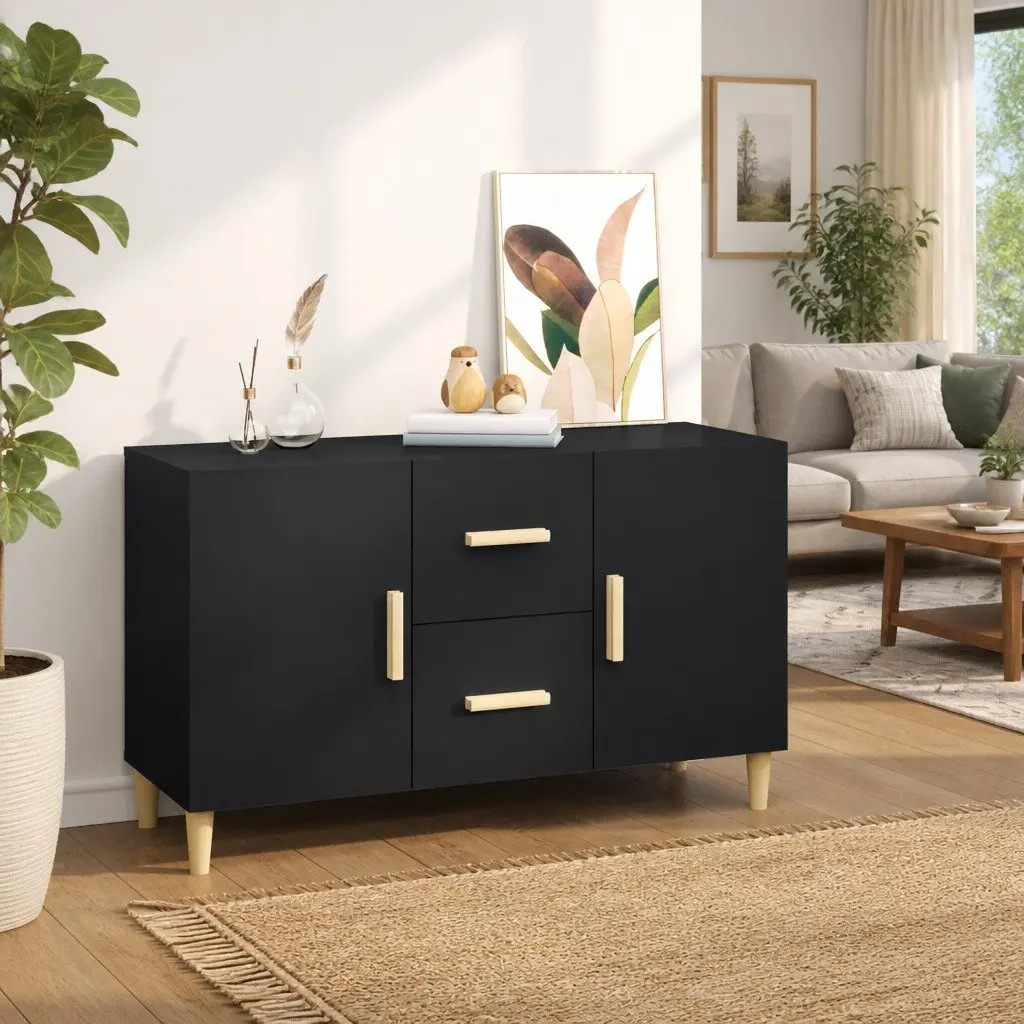Black Storage Sideboard Cabinet 100x36x60 cm