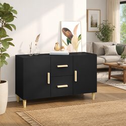 Durable Black Storage Sideboard Cabinet 100x36x60 cm