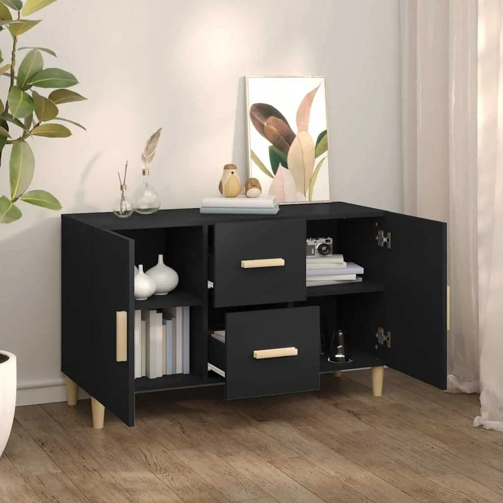 Black Storage Sideboard Cabinet 100x36x60 cm
