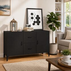 Black Sideboard Cabinet with 2 Doors & 2 Drawers