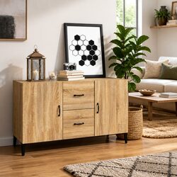 Engineered Wood Brown Sideboard with 2 Doors & 2 Drawers