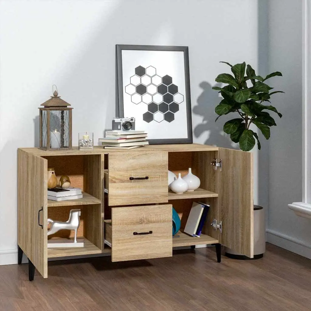 Engineered Wood Brown Sideboard with 2 Doors & 2 Drawers