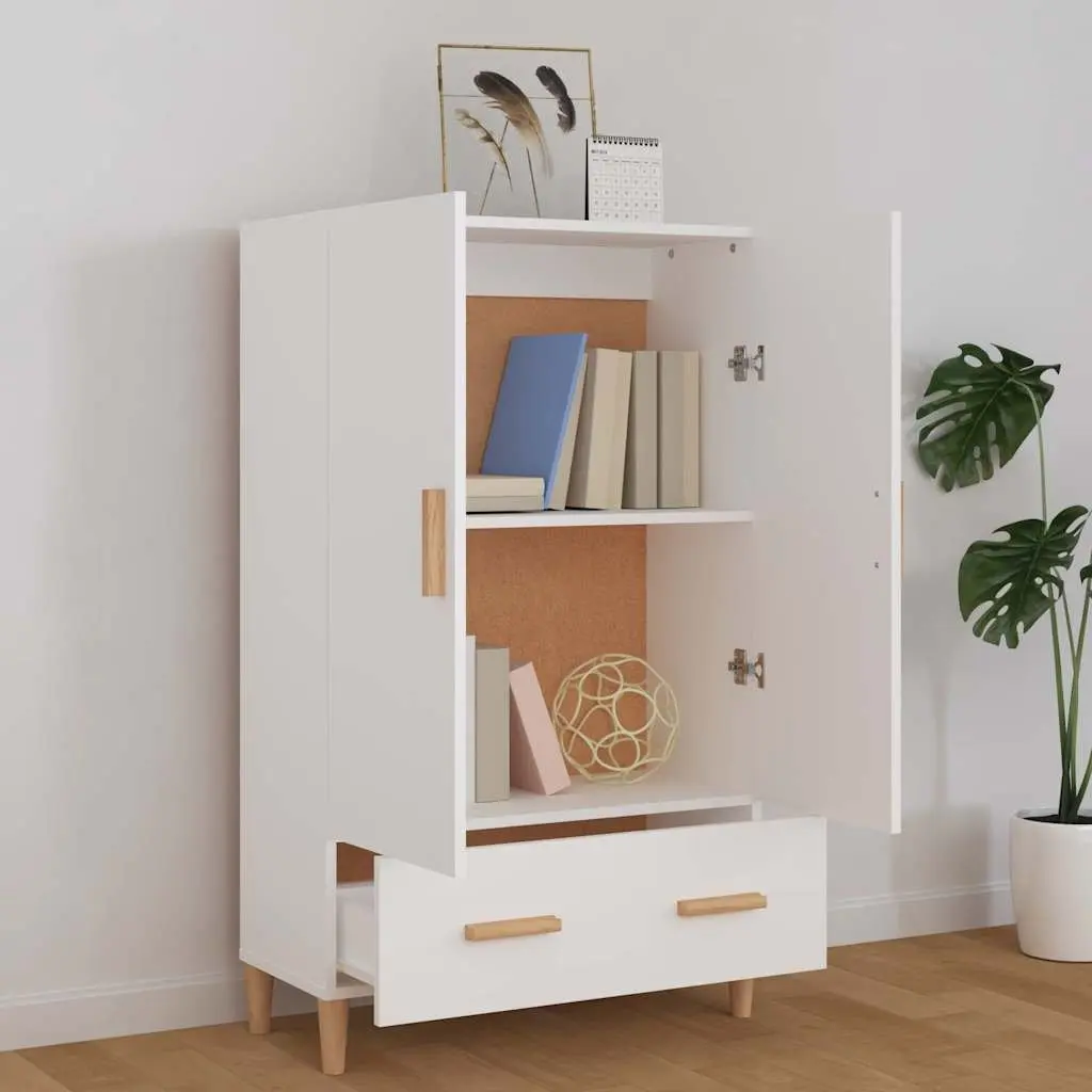 Storage Highboard Cabinet Engineered Wood White 70cm Wide 31cm Deep 115cm High Sideboard Furniture