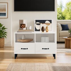 Elegant High Gloss White TV Cabinet for Living Room