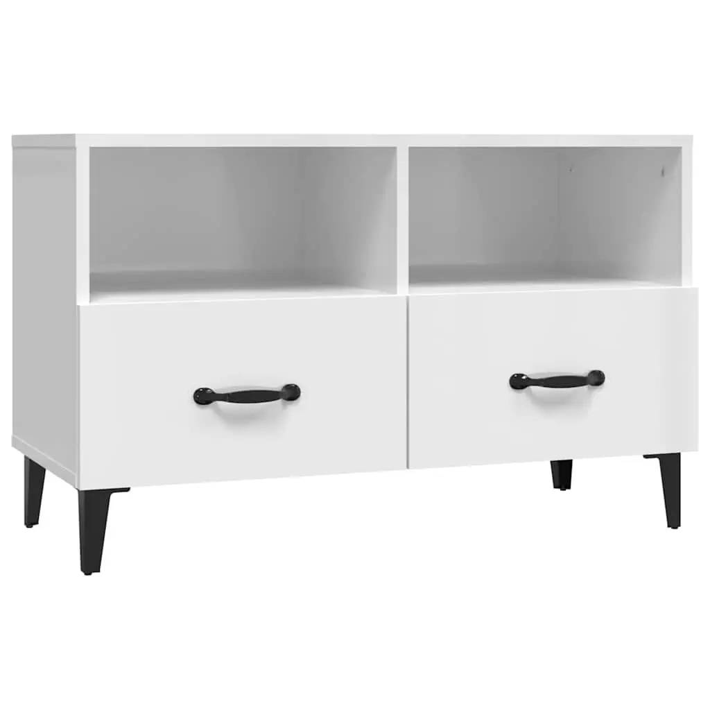 TV Cabinet Engineered Wood 80 x 36 x 50 cm High Gloss White