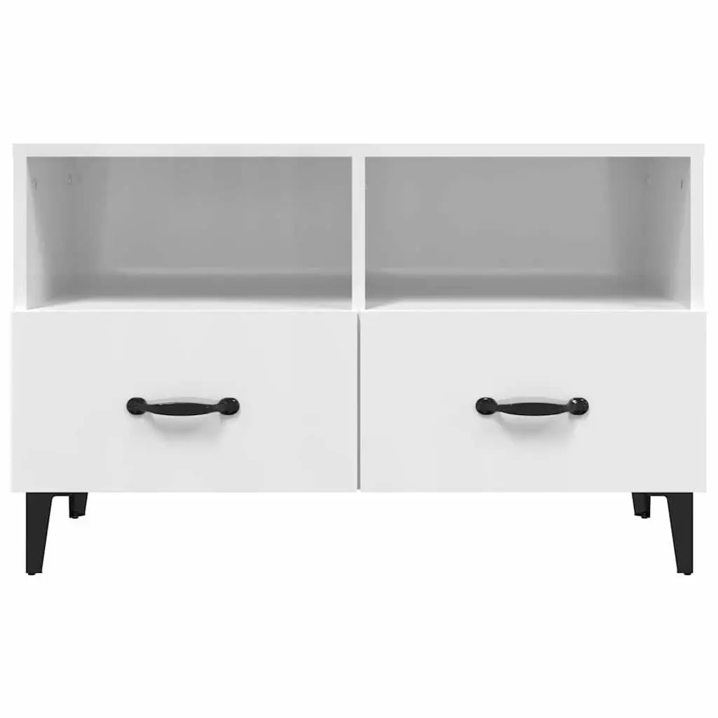 TV Cabinet Engineered Wood 80 x 36 x 50 cm High Gloss White