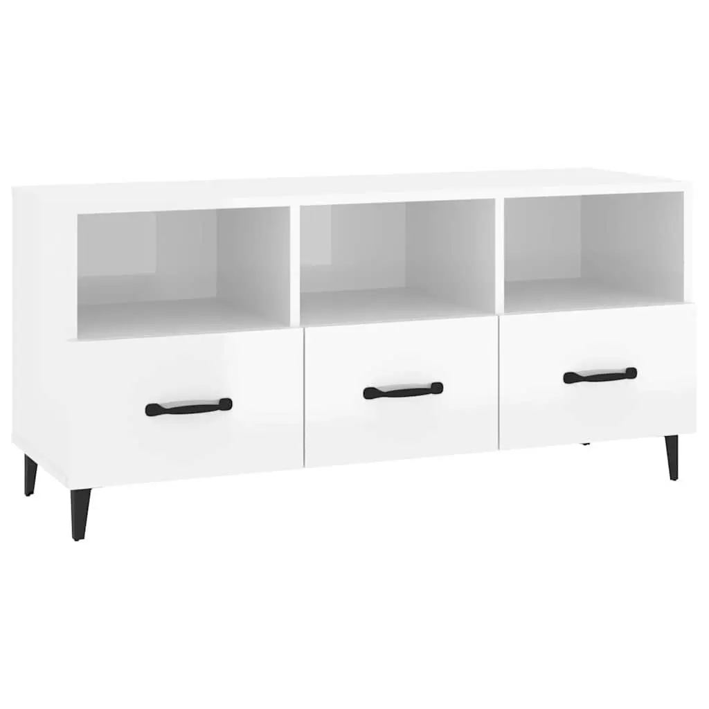 High Gloss White TV Cabinet with Storage