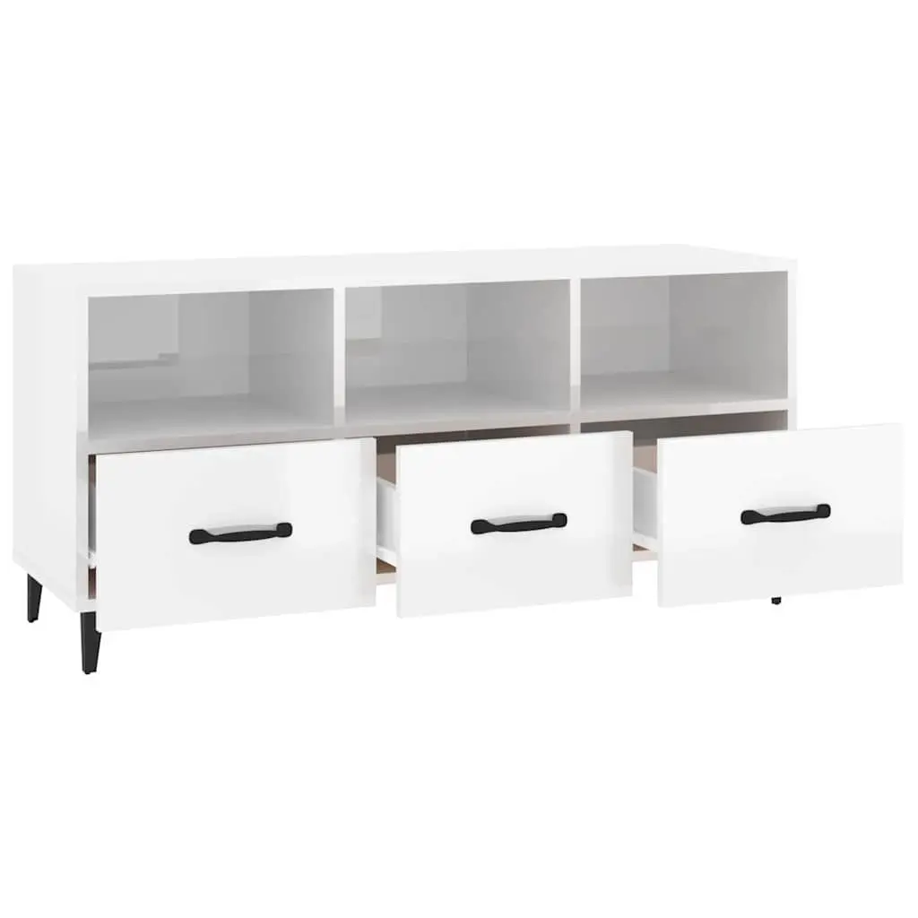High Gloss White TV Cabinet with Storage