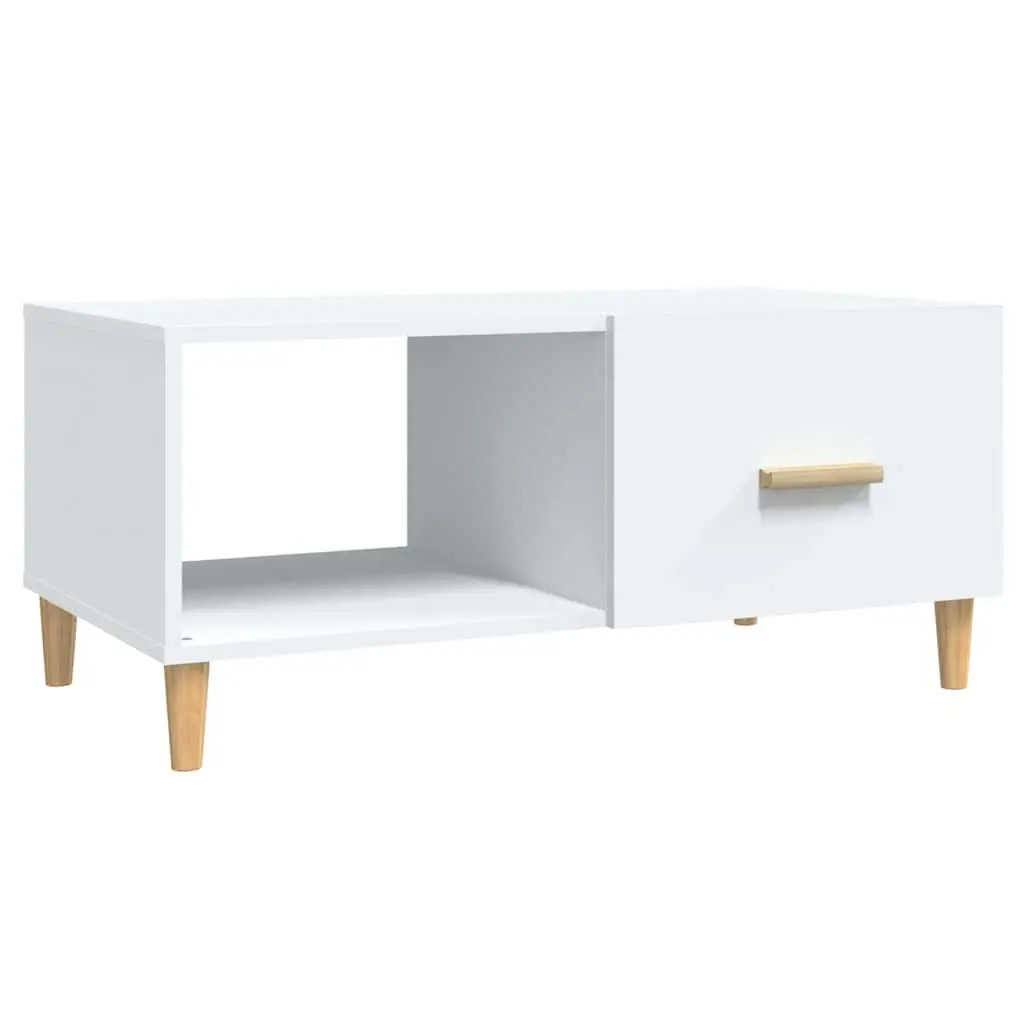 White Coffee Table with 2 Storage Compartments
