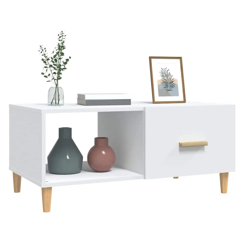 White Coffee Table with 2 Storage Compartments