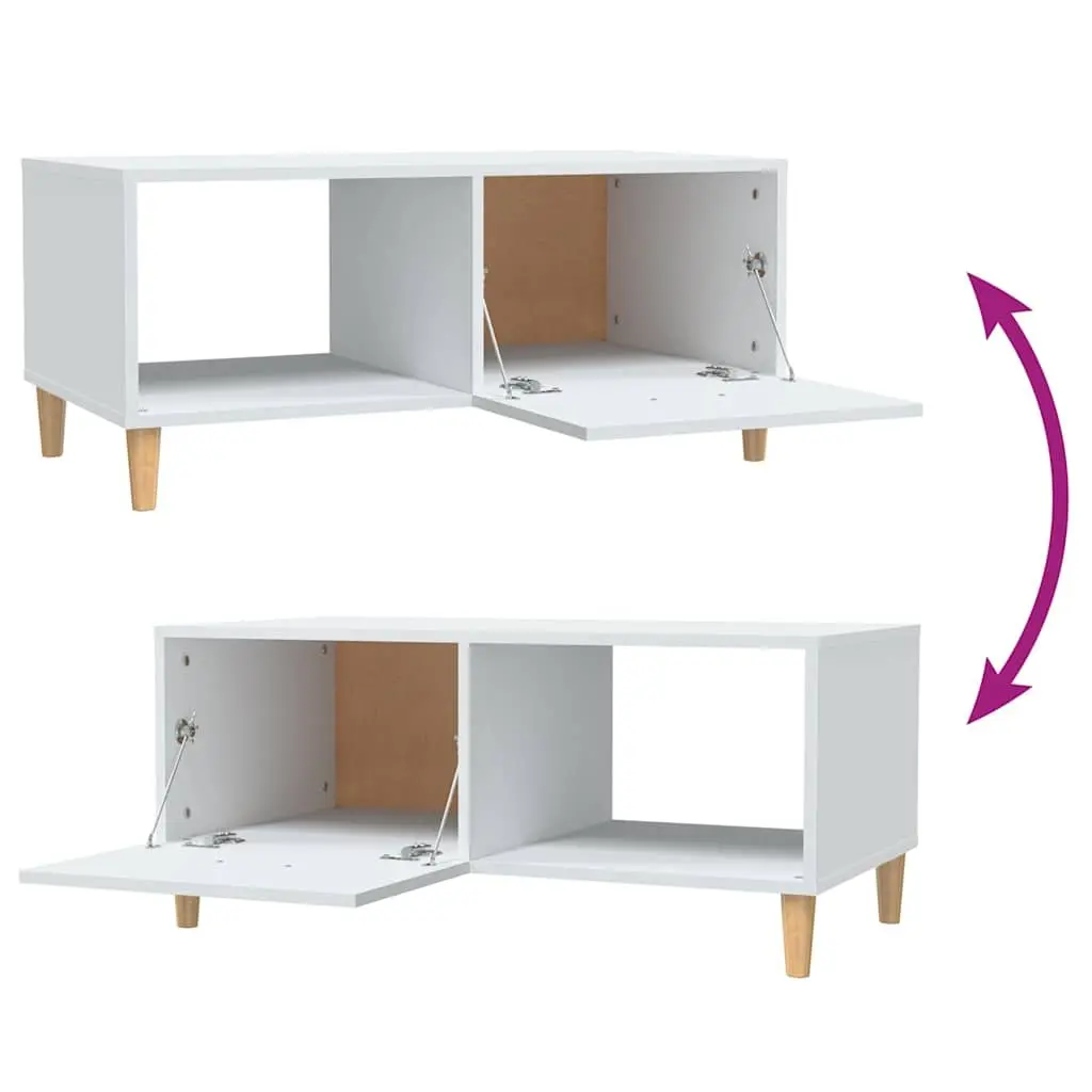 White Coffee Table with 2 Storage Compartments