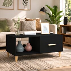 Modern Black Coffee Table with Ample Storage
