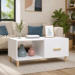 High Gloss White Coffee Table with Storage Compartments