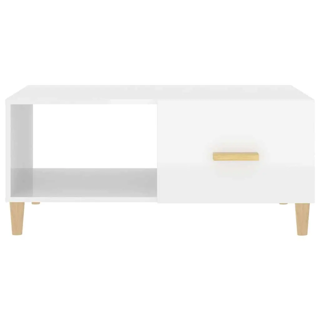 High Gloss White Coffee Table with Storage Compartments