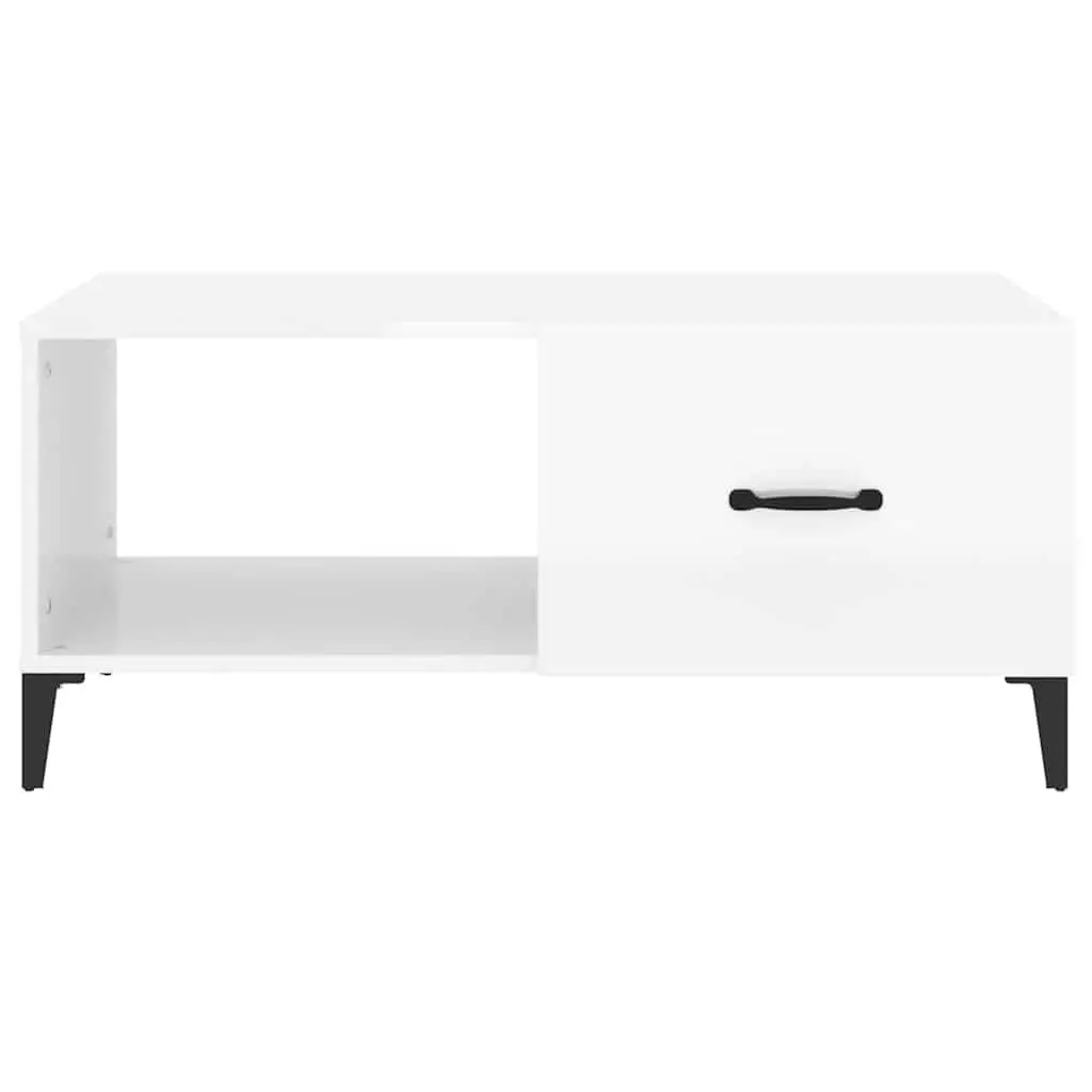 High Gloss White Coffee Table with Ample Storage