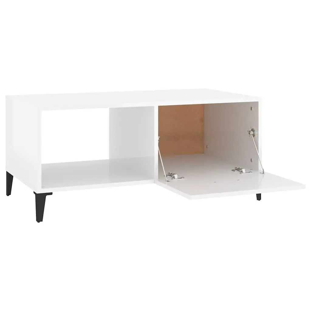 High Gloss White Coffee Table with Ample Storage