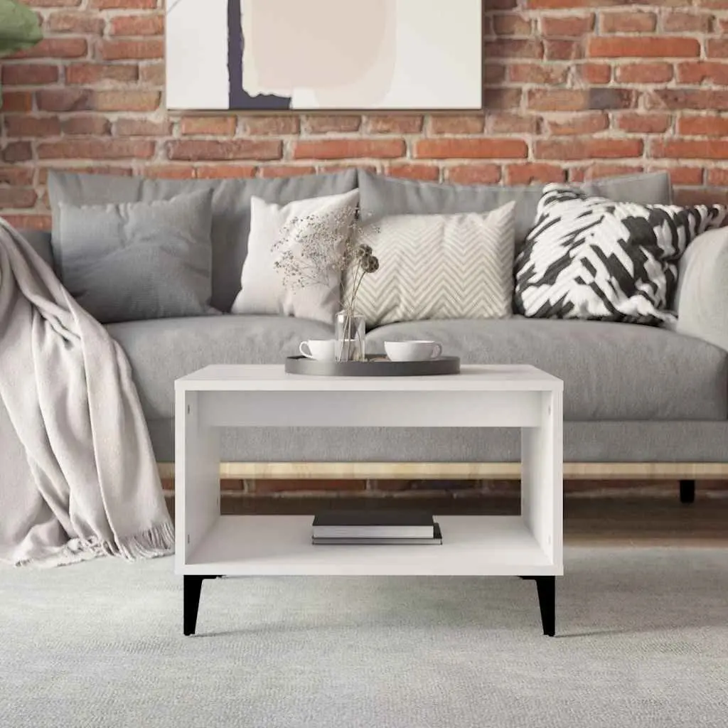 White Coffee Table with Open Storage Space
