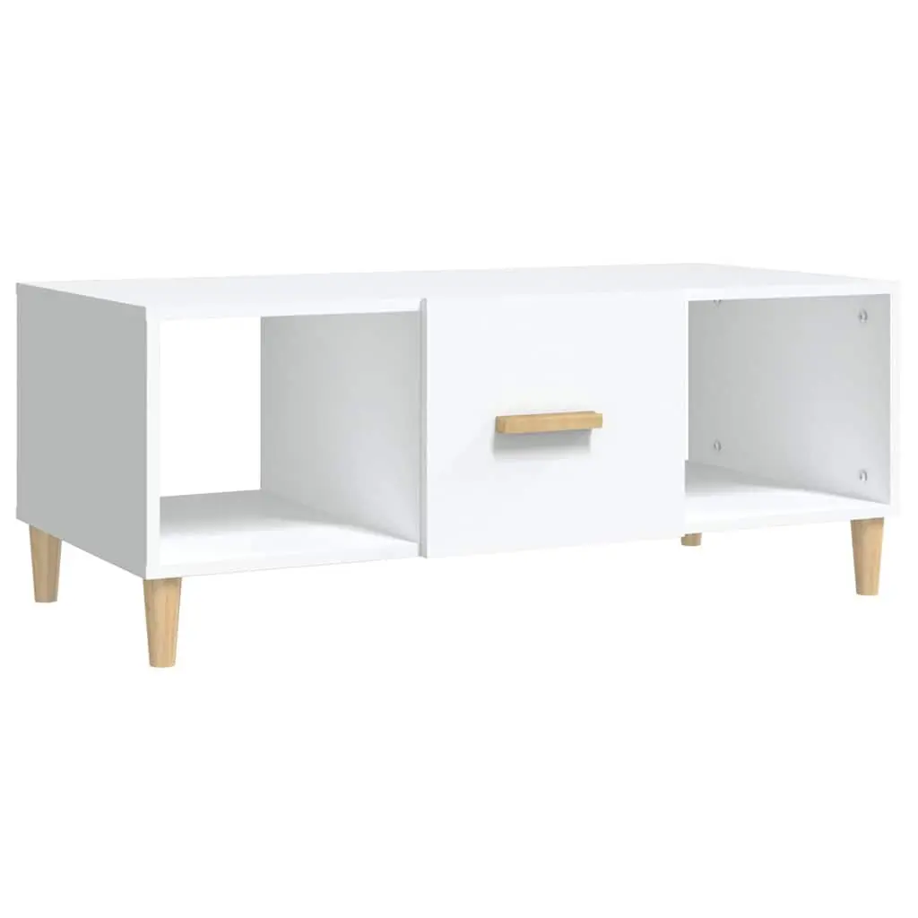 White Coffee Table with Storage Compartments