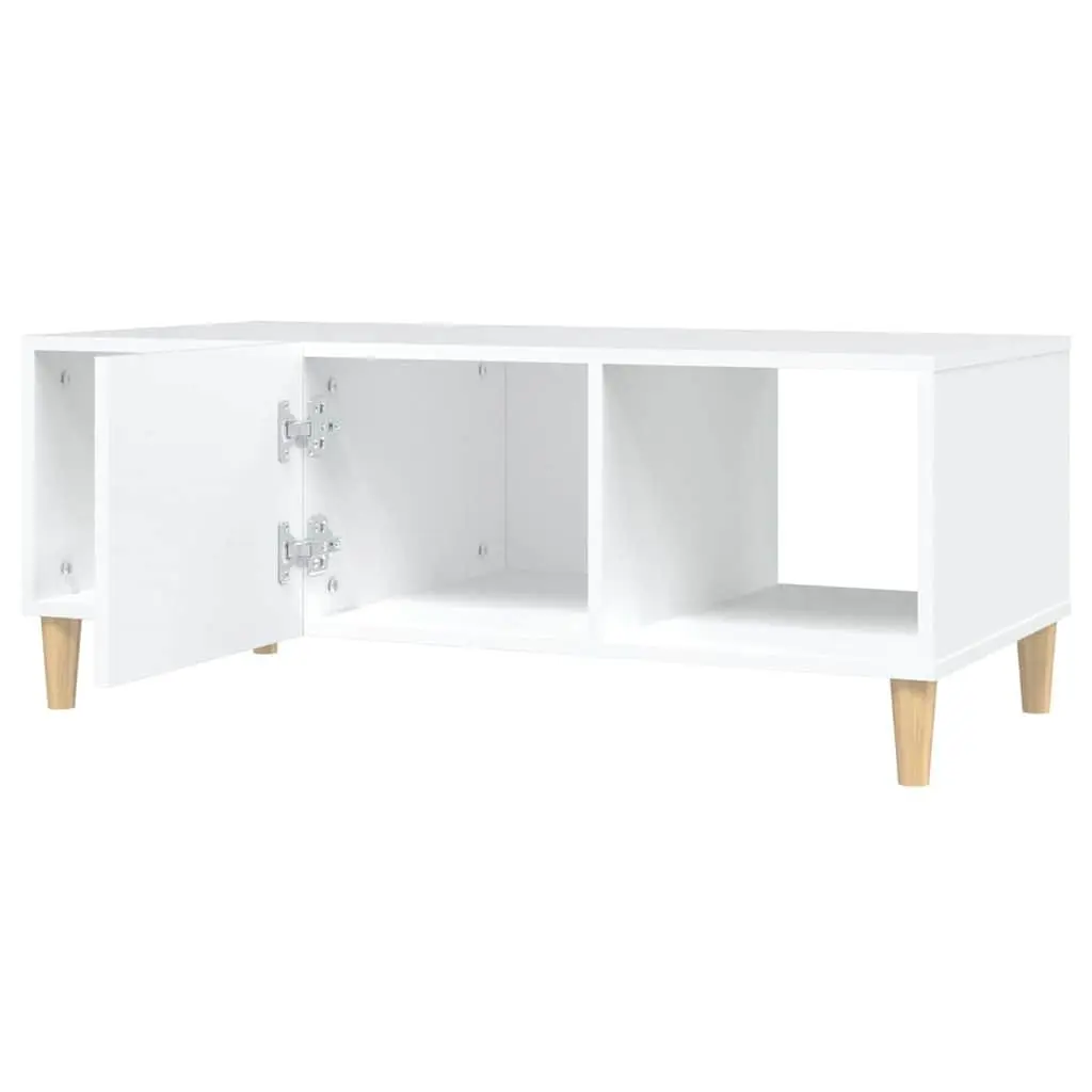 White Coffee Table with Storage Compartments