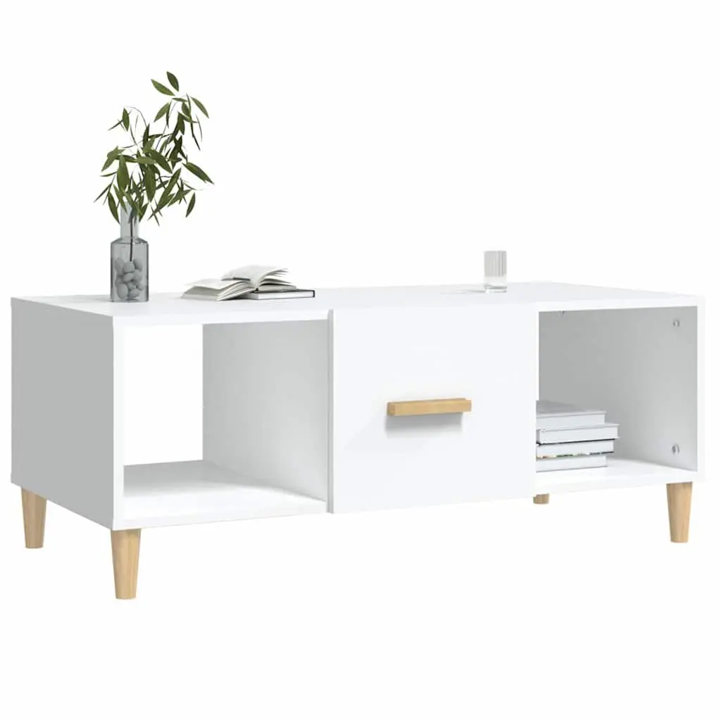 White Coffee Table with Storage Compartments