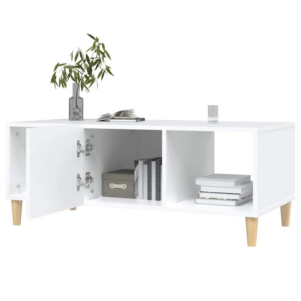 White Coffee Table with Storage Compartments
