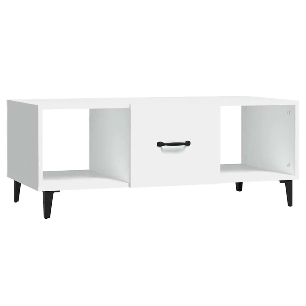 White Coffee Table with Storage Compartments