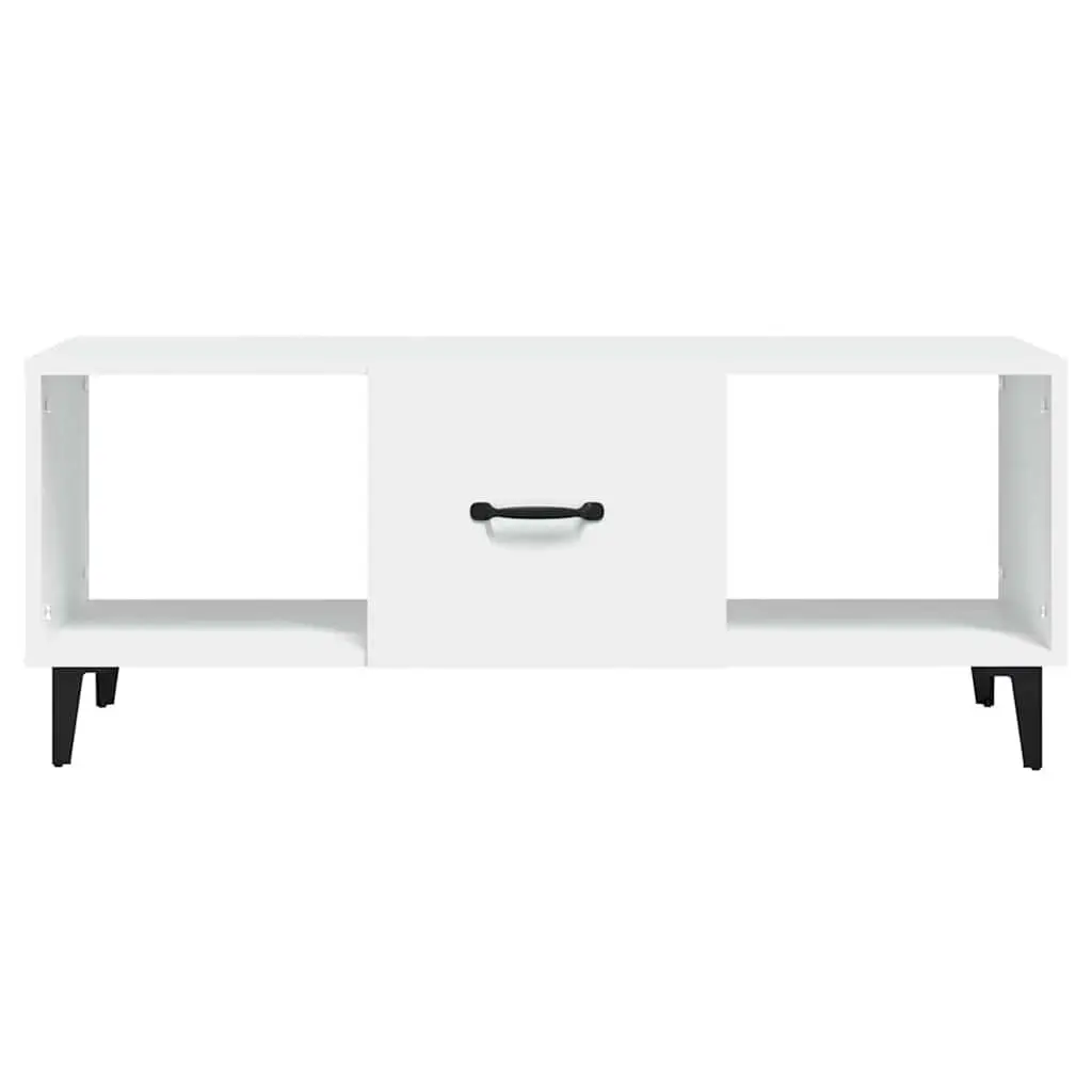 White Coffee Table with Storage Compartments
